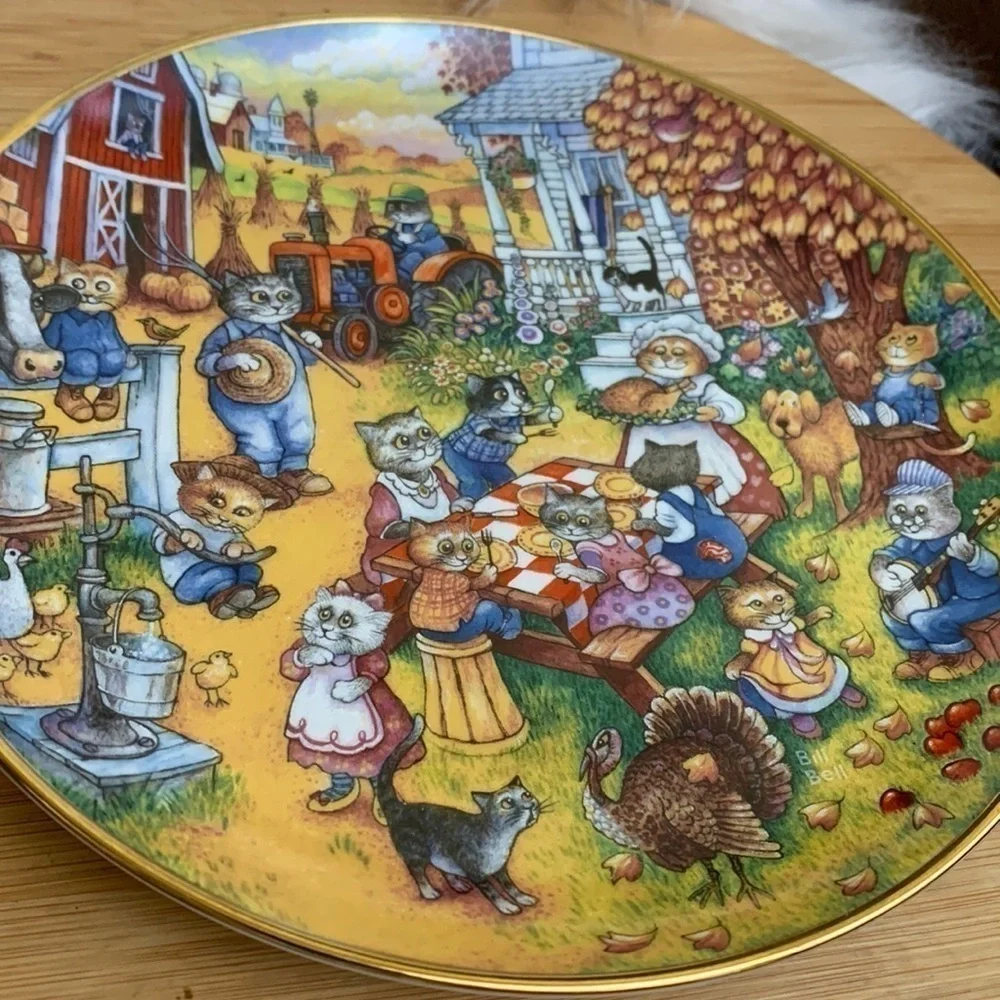 Franklin Mint | A Purrfect Feast Limited Edition Porcelain LD4724 24k Trim Plate